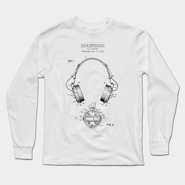 HEADPHONES patent Long Sleeve T-Shirt by Dennson Creative